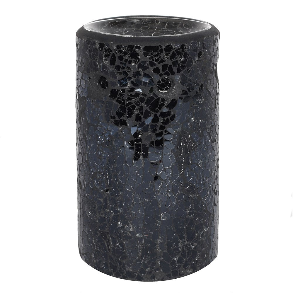 BLACK CRACKLE PILLAR OIL BURNER & WAX WARMER