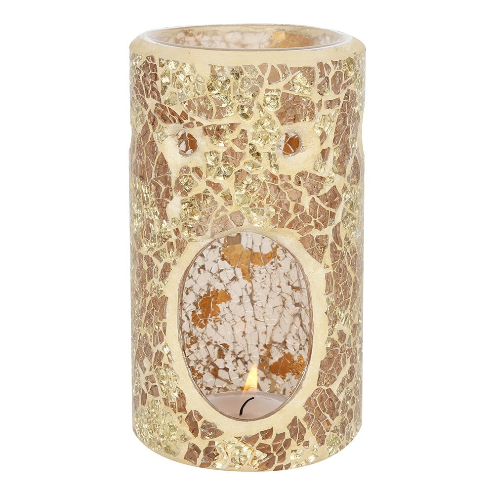 GOLD PILLAR CRACKLE GLASS OIL BURNER