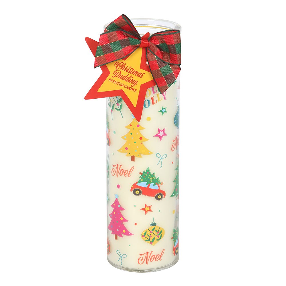 NOSTALGIC CHRISTMAS PRINT CHRISTMAS PUDDING SCENTED TUBE CANDLE