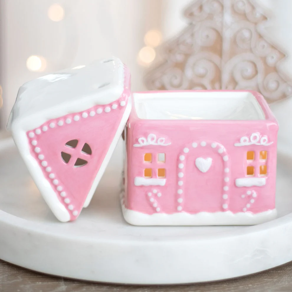 CHRISTMAS Pink Gingerbread House Oil Burner / Wax Melter