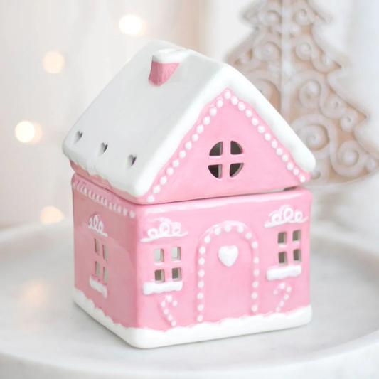CHRISTMAS Pink Gingerbread House Oil Burner / Wax Melter