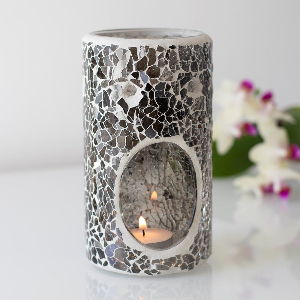 PILLAR GUNMETAL GREY CRACKLE OIL BURNER
