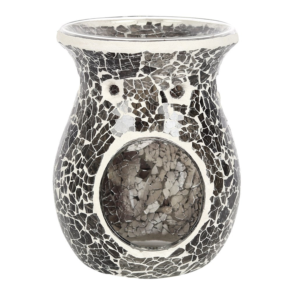 LARGE GUNMETAL GREY CRACKLE OIL BURNER