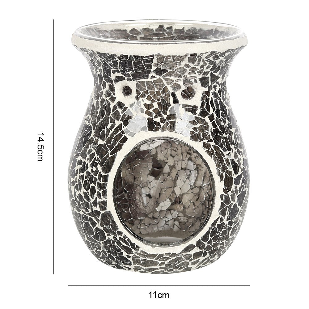 LARGE GUNMETAL GREY CRACKLE OIL BURNER