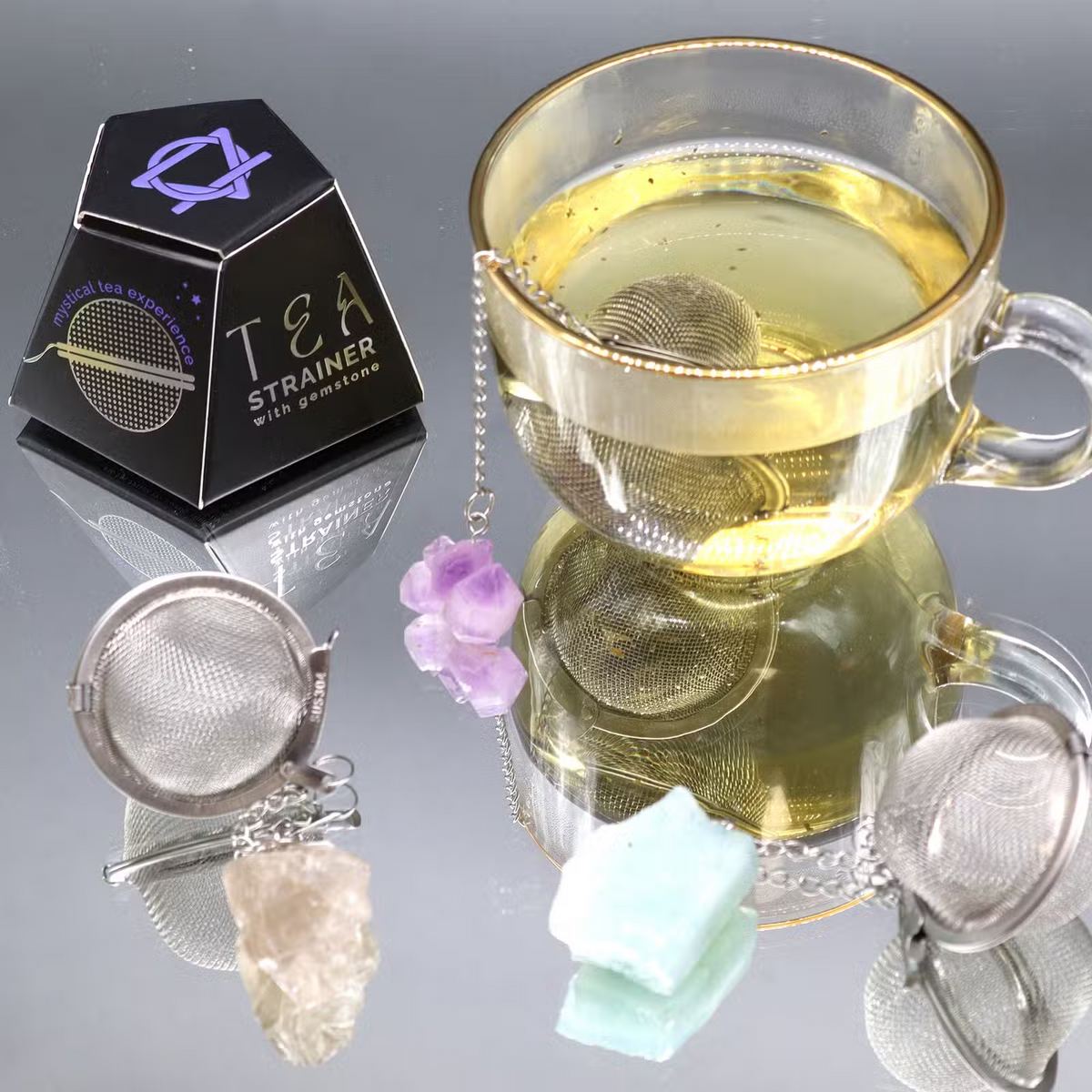 Raw Gemstone Tea Strainer - Rose Quartz