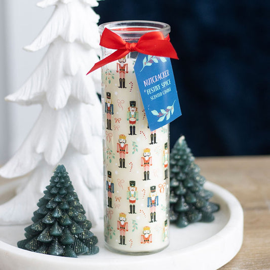 NUTCRACKER PRINT FESTIVE SPICE TUBE CANDLE