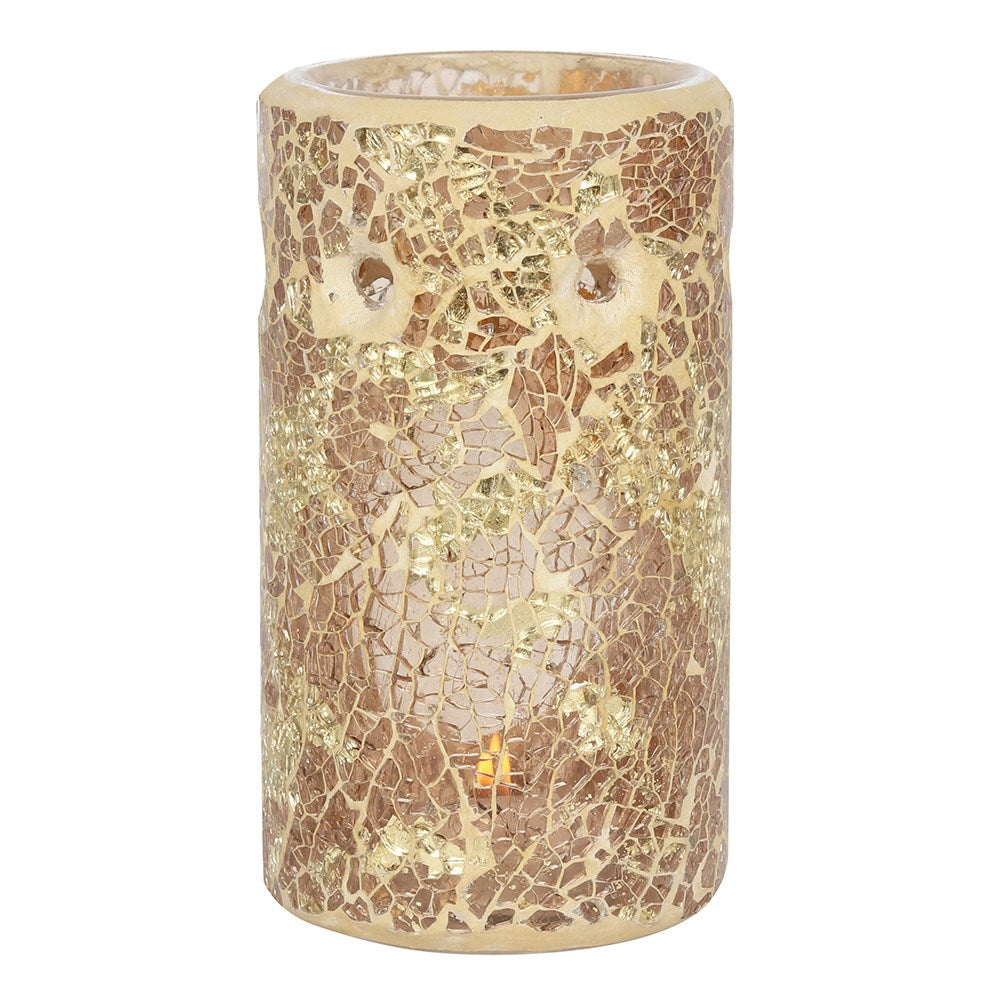 GOLD PILLAR CRACKLE GLASS OIL BURNER
