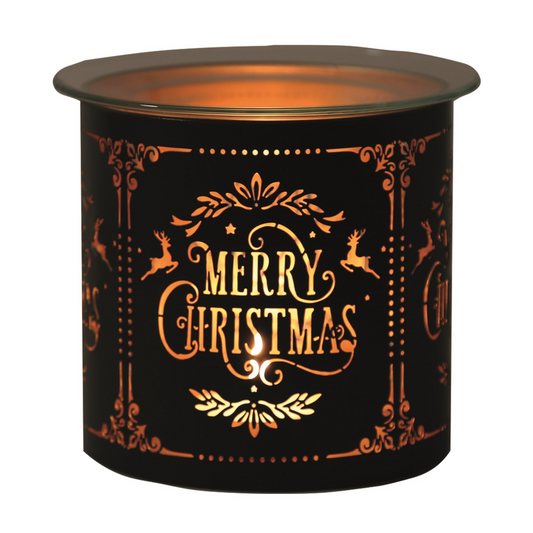 Tea Light Oil Burner Merry Christmas Glass Wax Melt Warmer